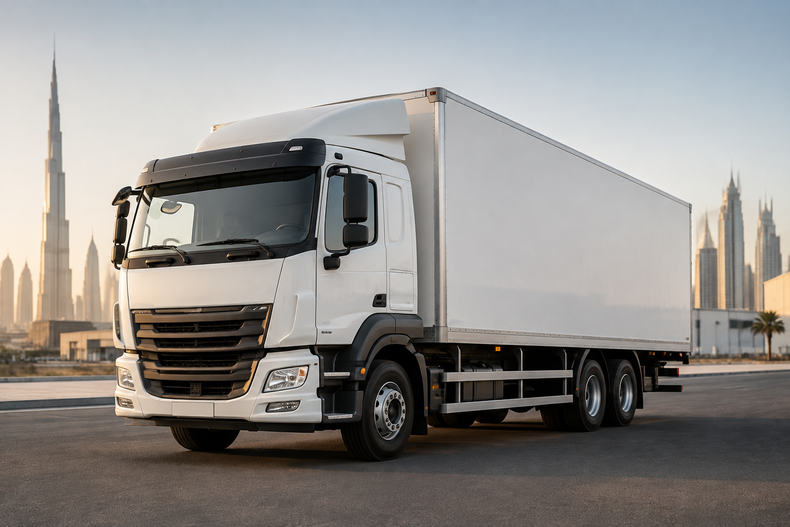 Box pickup truck rental in Dubai for enclosed cargo transport