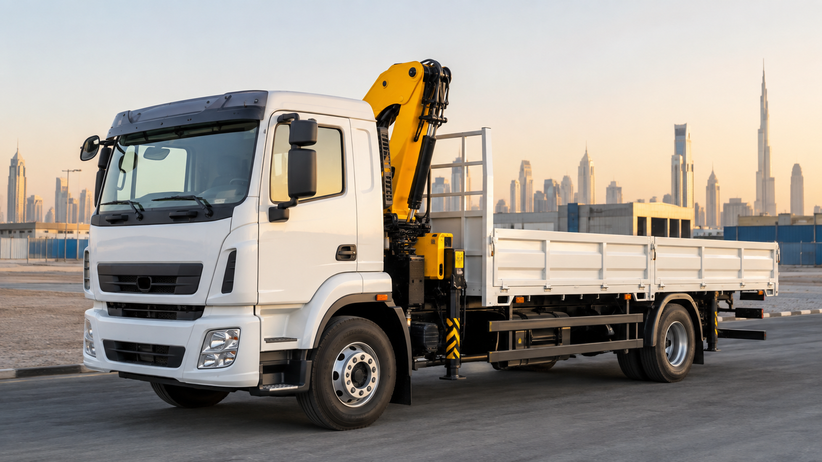 Hiab crane truck for lifting and transport in Dubai