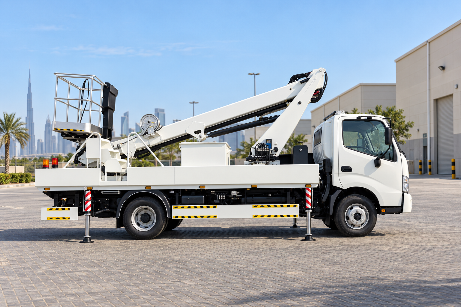 Tail lift truck with hydraulic platform in Dubai